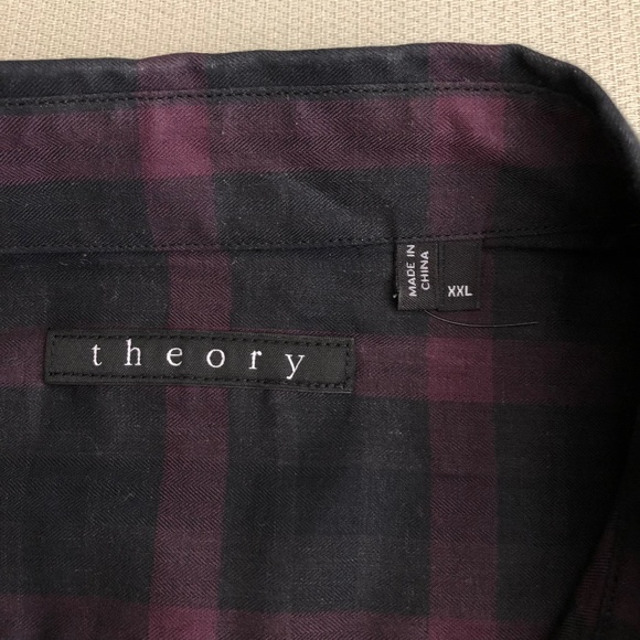Theory Deep Red/Black Check Shirt XXL - Picture 4 of 10